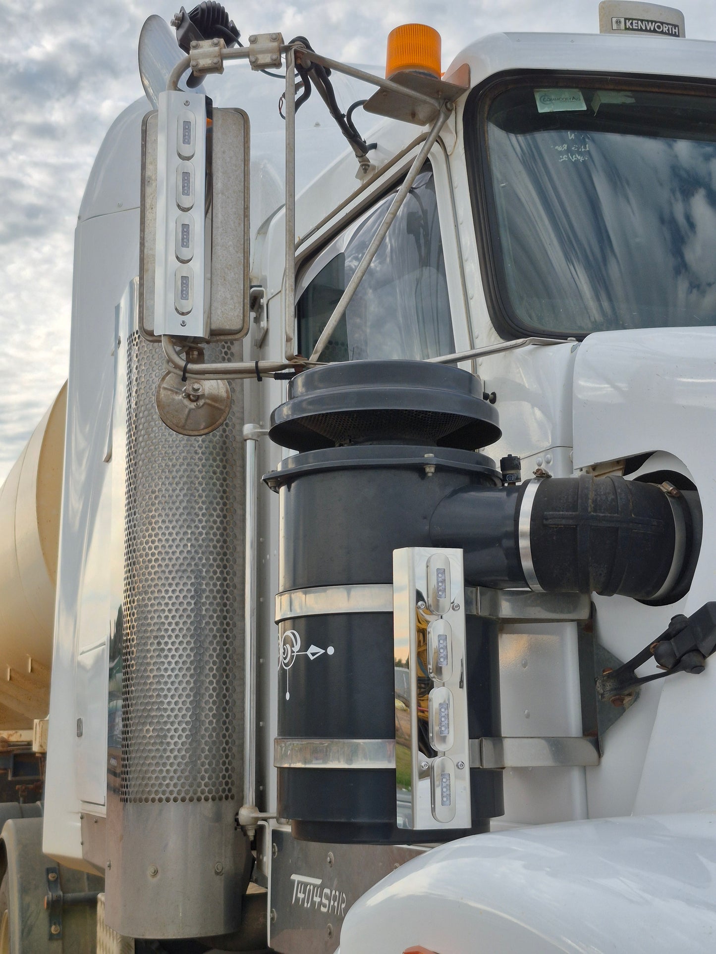 Mirror Stainless - P-Clamp Style - 4x Straight Oval Lights to suit Kenworth, Mack & Western Star