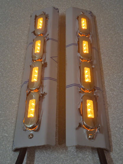 Mirror Stainless - P-Clamp Style - 4x Straight Oval Lights to suit Kenworth, Mack & Western Star