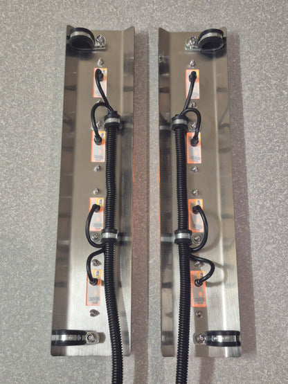 Mirror Stainless - P-Clamp Style - 4x Straight Oval Lights to suit Kenworth, Mack & Western Star