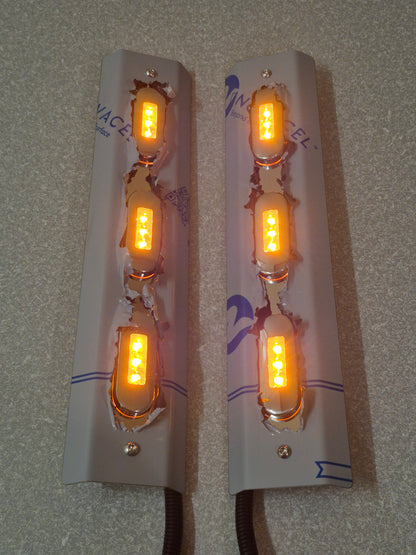 Mirror Stainless - P-Clamp Style - 3x Straight Oval Lights to suit Kenworth, Mack & Western Star