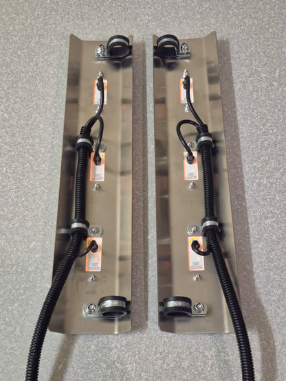Mirror Stainless - P-Clamp Style - 3x Straight Oval Lights to suit Kenworth, Mack & Western Star