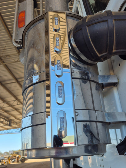 Air Cleaner Stainless - Front Facing - 5x Straight Oval Lights to suit Kenworth