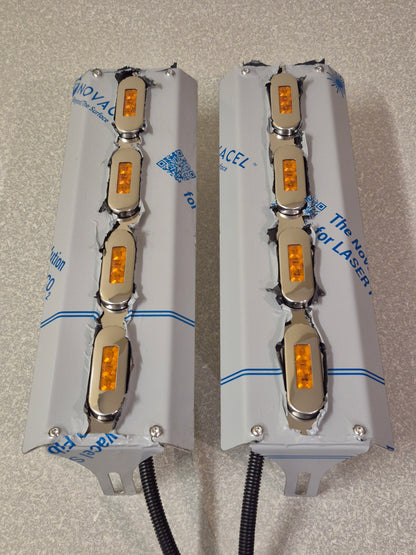 Mirror Stainless - 4x Straight Oval Lights to suit Kenworth, Mack & Western Star