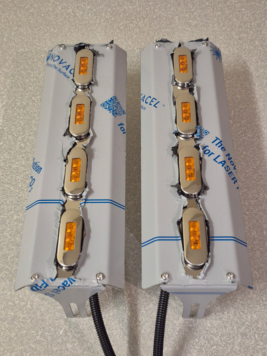 Mirror Stainless - 4x Straight Oval Lights to suit Kenworth, Mack & Western Star