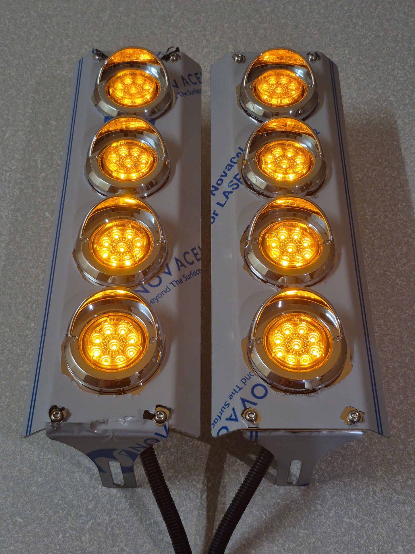 Mirror Stainless - 4x A/A 2" Grommet Lights to suit Kenworth, Mack & Western Star