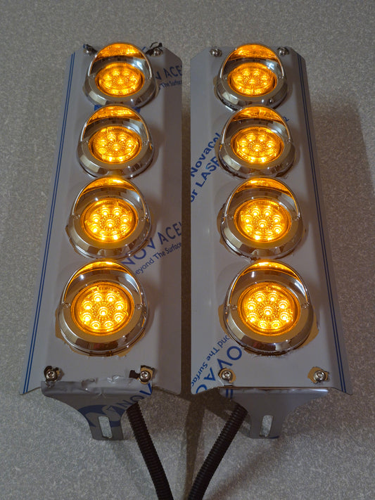 Mirror Stainless - 4x A/A 2" Grommet Lights to suit Kenworth, Mack & Western Star