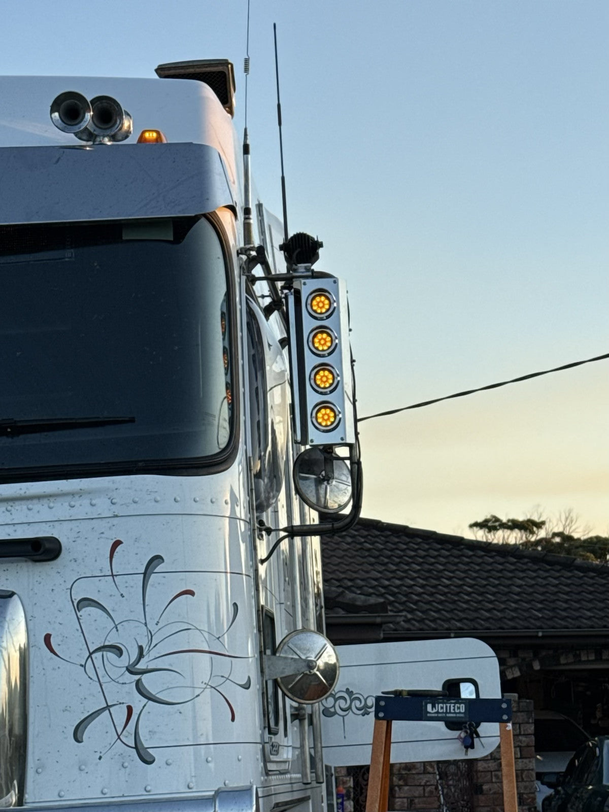 Mirror Stainless - 4x A/A 2" Grommet Lights to suit Kenworth, Mack & Western Star