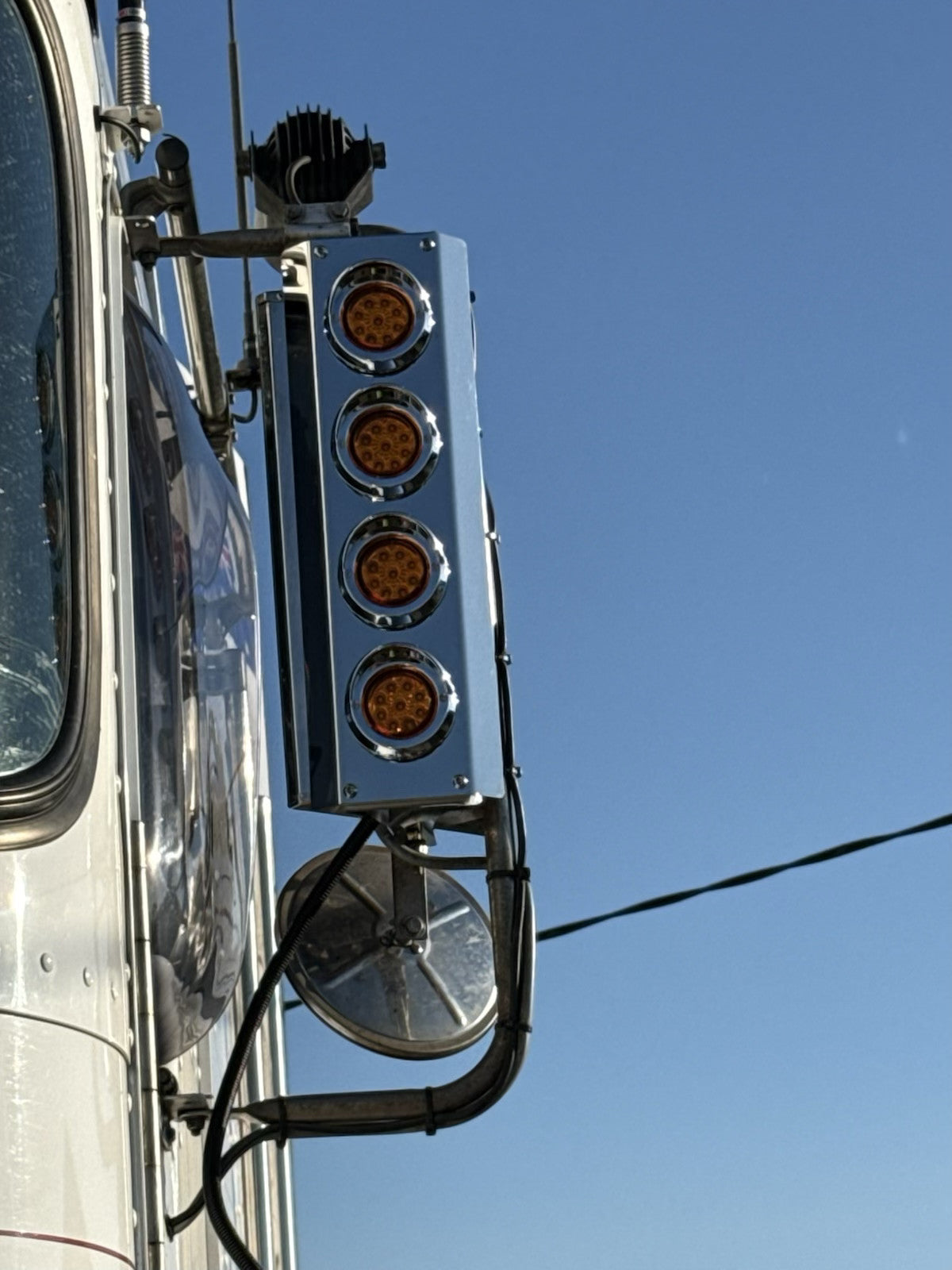 Mirror Stainless - 4x A/A 2" Grommet Lights to suit Kenworth, Mack & Western Star