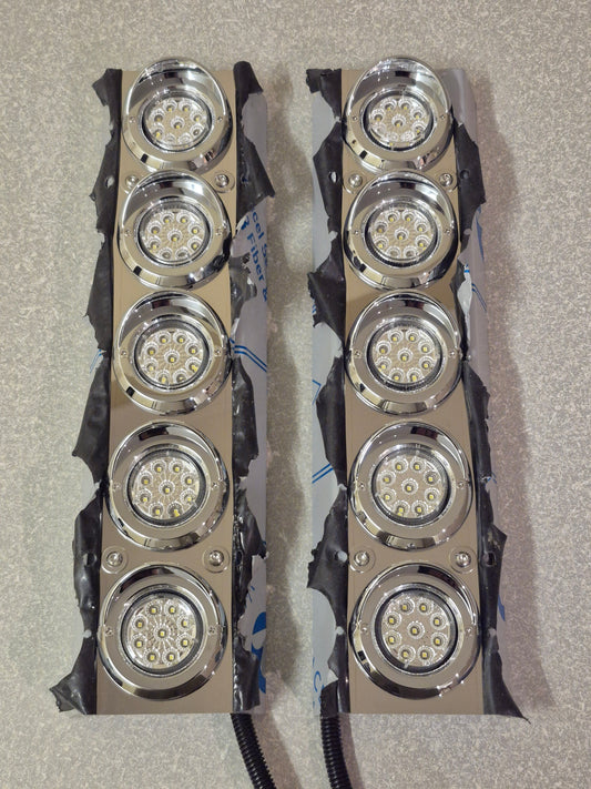 Air Cleaner Stainless - Front Facing - 5x 2" Grommet LEDs to suit Western Star